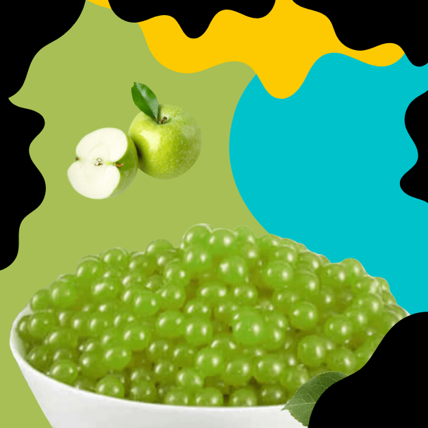 ŽALIŲJŲ OBUOLIŲ SKONIO SPROGSTANTYS PERLAI