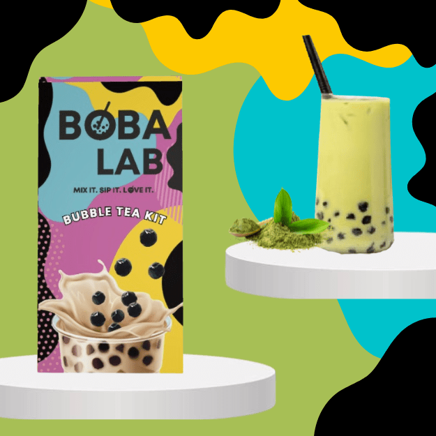 MATCHA PIENINĖS BURBULINĖS ARBATOS RINKINYS SU TAPIJOKOS PERLAIS